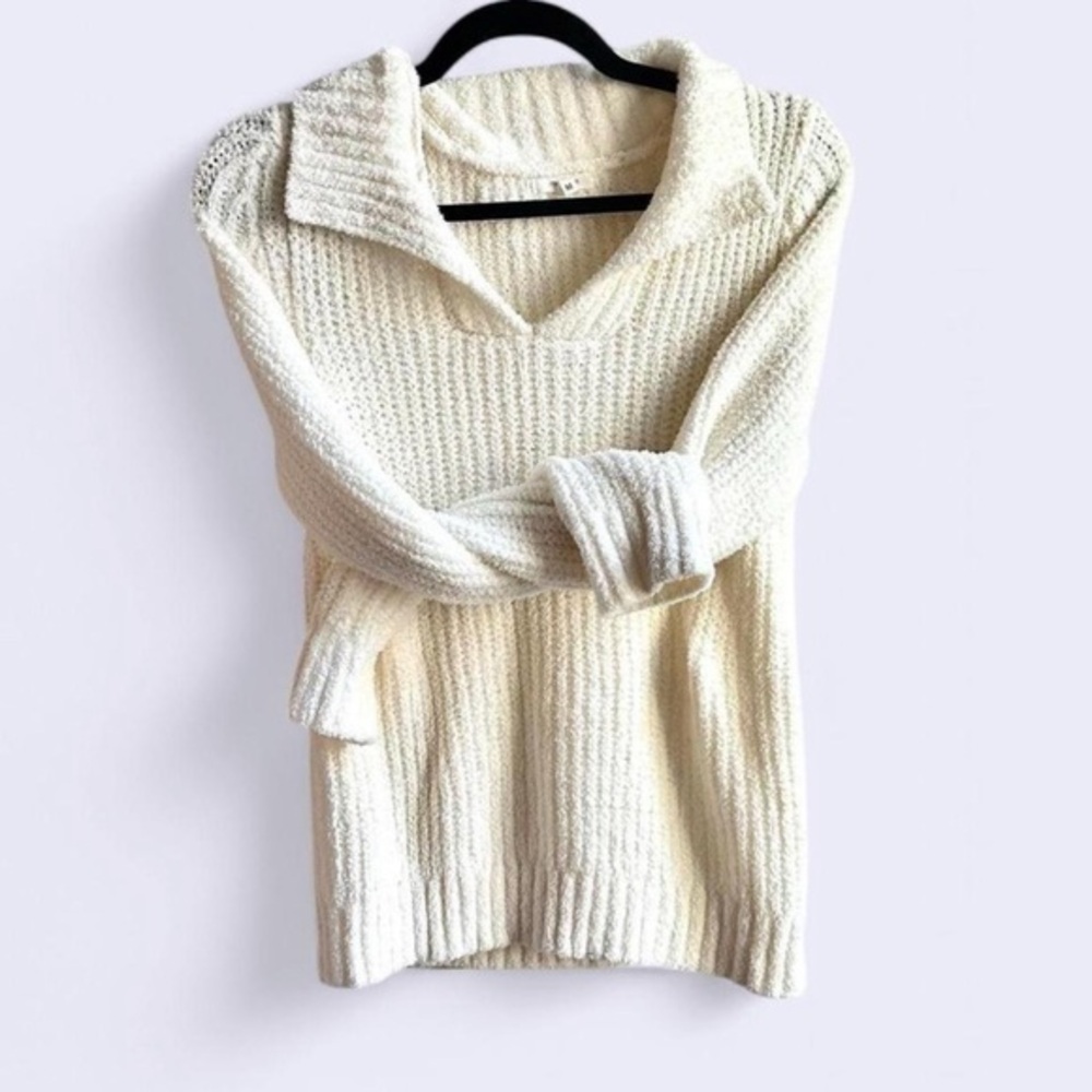Maurices Cream V-Neck Sweater with Cozy Knit